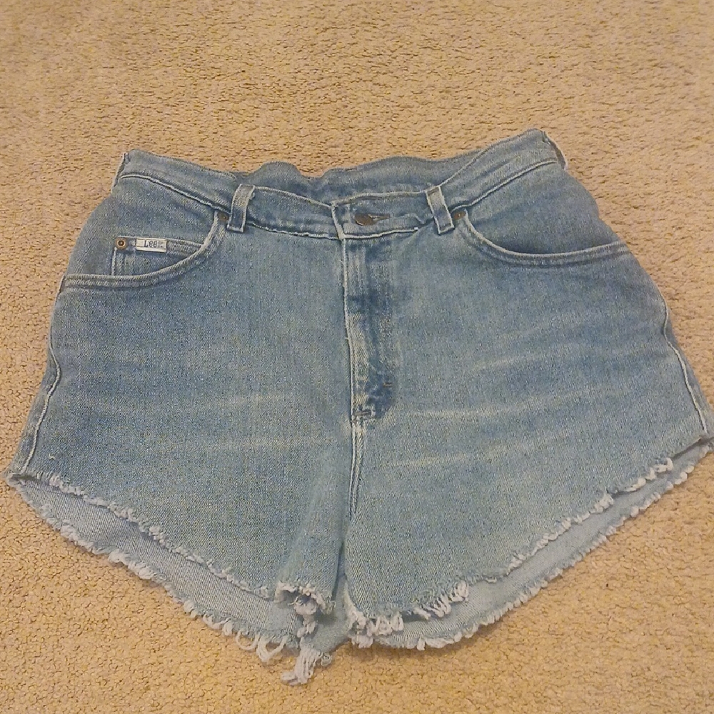 Lee Blue Jean Shorts with Distressed Hem